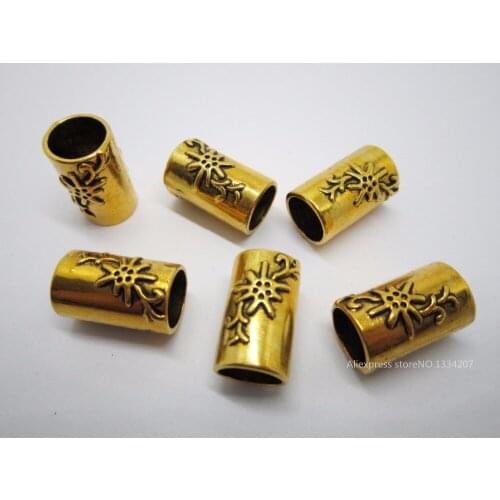 5pcs-10pcs Antique Golden boho flower viking hair dread beard dreadlock beads rings tube for hair accessories