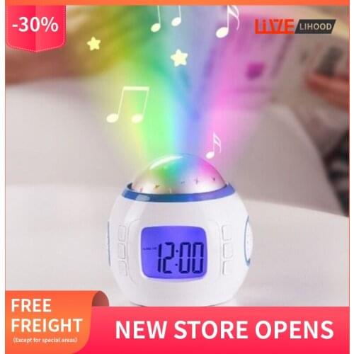 Starry Sky Projection Clock Bedside Luminous Silent Digital Electronic Alarm Clock for Student Multi-function Alarm Clock