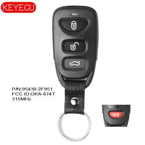 Keyecu Remote Transmitter Key 3+1 Button Fob 315MHz for Kia Spectra5 2007 2008 2009 FCC: OSLOKA-674T , P/N: 95430-2F951