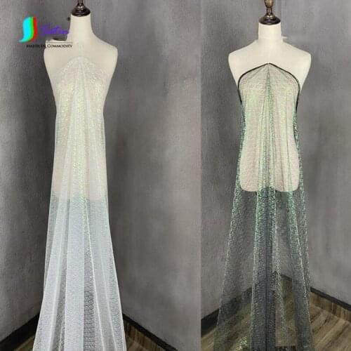 Dreamly Laser Colorful Feather Pattern Hollow-out Perspective Soft Mesh Fabric DIY Family Handmade Doll Dress Clothing Fabric