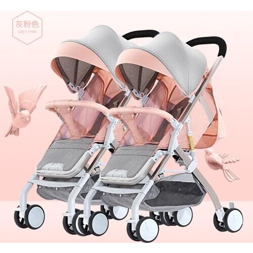 Twin Stroller Can Sit and Lie Detachable Lightweight Folding Dragon & Phoenix Two-Child Baby Double Stroller