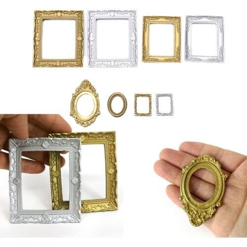 1PC 1:12 Photo Frames Retro Mirror for Dollhouse Decor DIY Vintage Ornament Furniture European Style Doll House Accessories