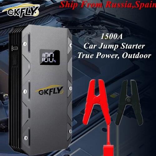 GKFLY 20000mAh High Power Car Jump Starter 12V 1500A Emergency Car Starting Device Portable Power Bank For Car Battery Booster