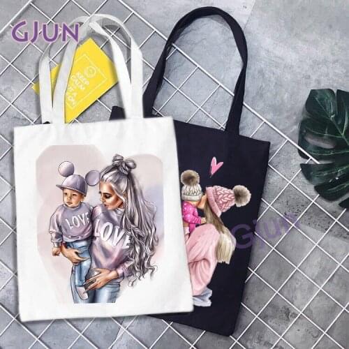 Mom Mother Love Printing Canvas Bag Shopper Bag Harajuku Large Women Bags Classic Vintage Shoulder Bag Handbag