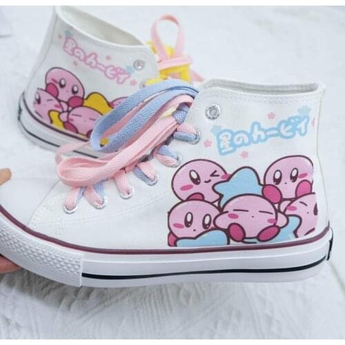 Harajuku New Girls Canvas Shoes Hand-painted Graffiti High-top Sneakers Japanese Cartoon Cute New School Women Shoes