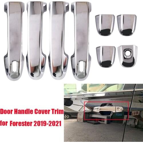 ABS Chrome Door Handle Cover Trims for Subaru Forester 2019 2020 2021 with 2 Key Entry Car Styling