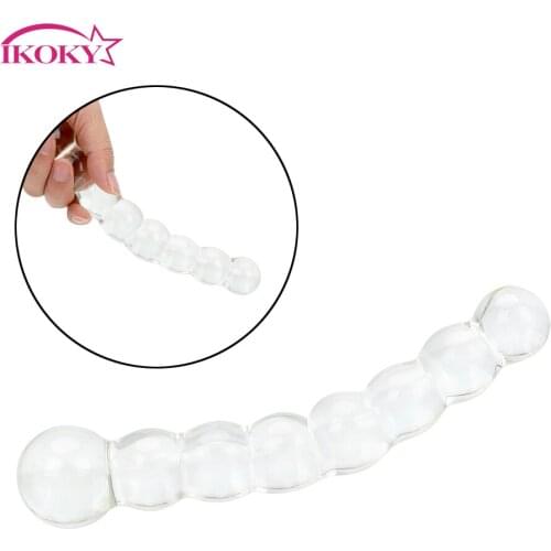IKOKY 8 Beads Crystal Anal Plug Sex Products Prostate Massager Sex Toys for Women Glass Butt Plug Adults Toys