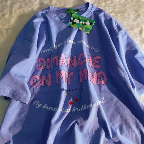 Ins Super Chic Cherry Print short sleeve T Shirts Women Oversized Kawaii Teens Girls Summer Tees Tshirts 2021 Y2K Korean Style