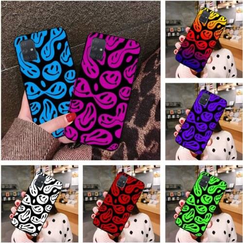 Distorted Exaggerated Smiley Hippie Phone Case For Samsung Galaxy A52 A21S A02S A12 A31 A81 A10 A30 A40 A50 A70 A80 A71 A51 5G