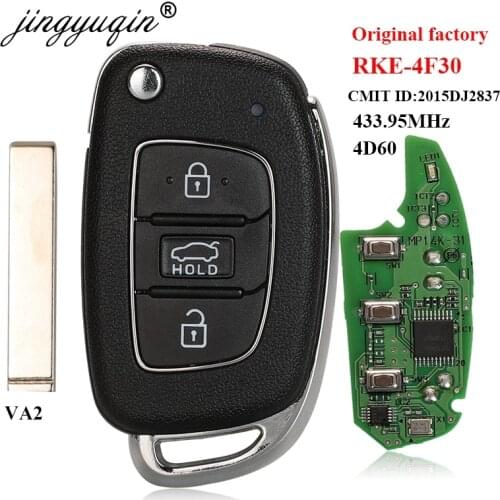 Jingyuqin Genuine Parts 3 Button Flip Remote Car Key For Hyundai Verna RKE-4F30 2015DJ2837 433.95 434Mhz 4D60 Original Factory