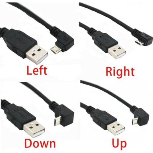 1PC 27cm Right Angle USB 2.0 Male to 90 Degree Left 5 Cord Pin Angle Connector Cable Adapter Male USB Converter Micro F3O7