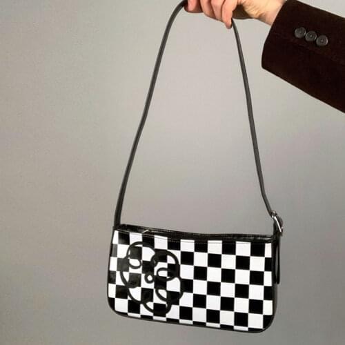 Checkerboard Plaid Shoulder Bag for Women 2021 New Retro Underarm Bags Female Fashion Baguette Bag Hot Girls Tote Purse Handbags