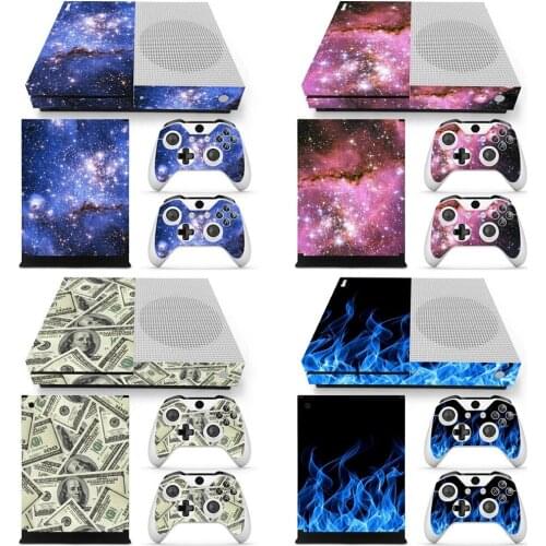 Red Carbon Fiber Skin Sticker for XBOX One S Slim Console with Two Controller Decal Protect Cover