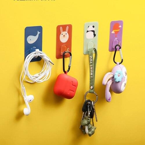 Creative Cute Wall Hook Free Punching Seamless Hooks Load-bearing Powerful Self Adhesive Wall Hanger Kitchen Bathroom Organizer