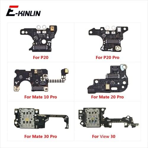 Microphone Mic Module Board SIM SD Card Reader Holder Flex Cable Replacement Parts For HuaWei V30 P30 P20 K30 Mate 30 10 20 Pro