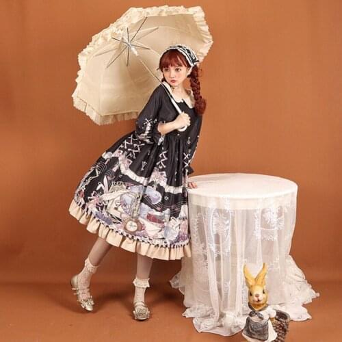 Sweet Lolita Dress Vintage Printing Gothic Lolita Dress Kawaii Clothing Victorian Princess Dresses Party Cosplay Costumes DCC025