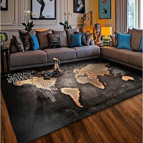 Fashion modern retro gold black world kitchen living room bedroom bedside carpet mat customization