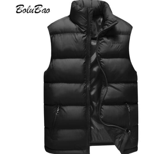 BOLUBAO Autumn Winter Casual Vest Coat Men New Stand-Up Collar Embroidery Sleeveless Cotton Vest Jacket Men