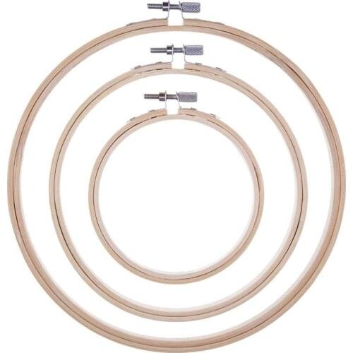 3 Pieces Embroidery Hoops Bamboo Circle Cross Stitch Hoop Ring Set for Art Craft Handy Sewing, 3 Sizes