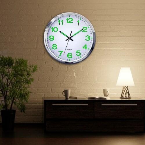 Modern Night Light Wall Clock, 12 Inch Quartz Clocks, Large Luminous Numbers and Hands, Battery Operated Decorative Wall Clock
