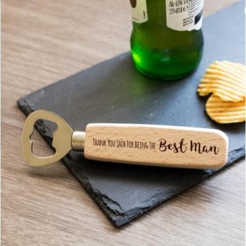 Personalized text name wedding Bottle Opener best man groomsman usher thank you Gifts Wood opener birthday Valentines day gift