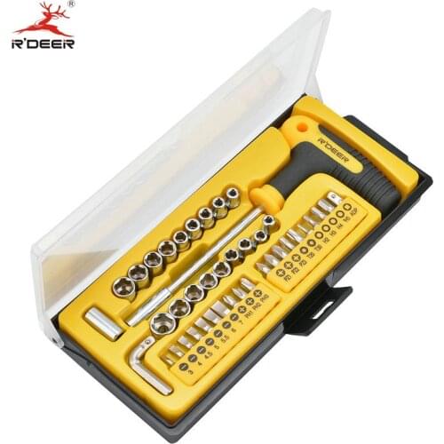 RDEER 43 Pcs Sleeve Screwdriver Set With CR-V Multifunction Phillips Slotted Torx Auto Repair Hand Tools