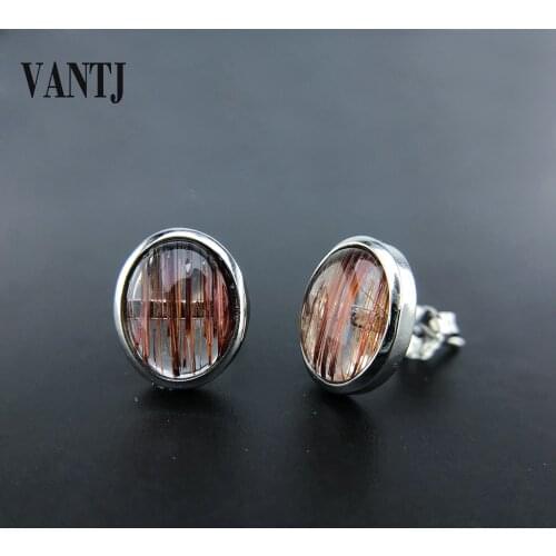 Real Natural Dumortierite Rutilated Quartz Earrings 925 Sterling Silver Crystal for Women Lady Party Wedding Jewelry Gift