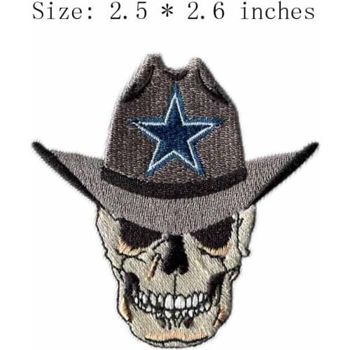 Grey skull 2.5" wide embroidery patch for smoking/cap/star