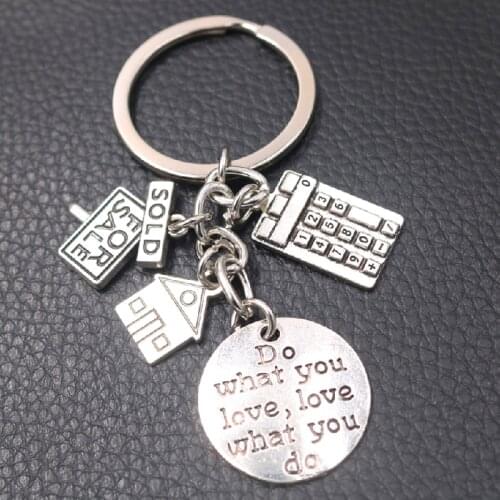 Professional Real Estate Salesperson Keychain Calculator House Key Chain DIY Charm Personalize Signature Custom Jewelry Findings