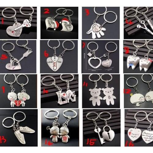 Alloy Couple Keychain Pendant Keyring Gift for Valentines Day Wedding Anniversary Birthday Favors Friendship Present