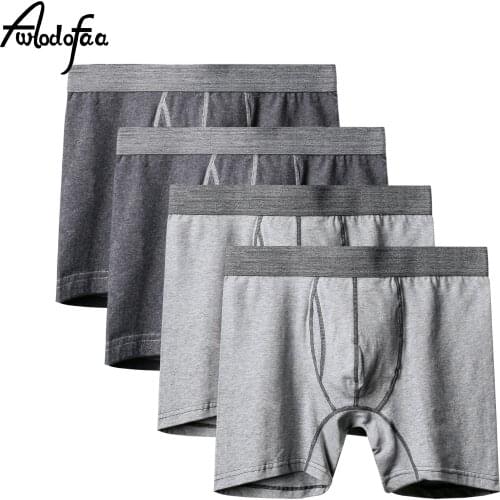 4Pcs/lot Autumn Winter Mens Plus Size Long Boxer Shorts Men Underwear Sexy Quality Cotton Underpants Brand Boxer Homme Panties