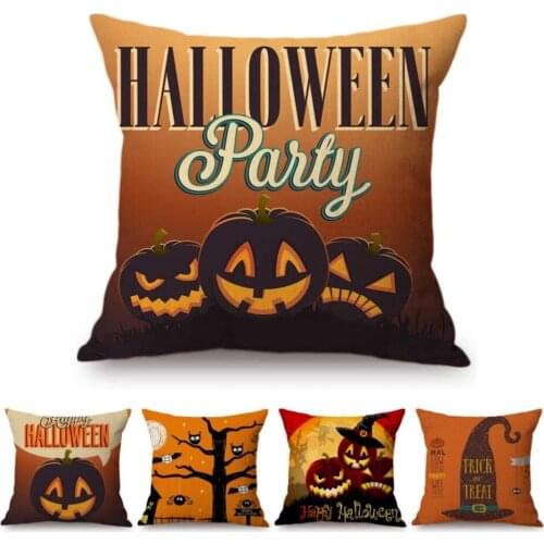 Halloween Party Decoration Restaurant Bar Sofa Chair Throw Pillow Case Cartoon Pumpkin Face Bat Zombie Linen Cushion Cover Case