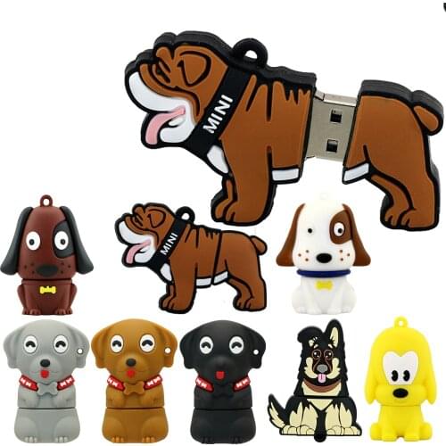 Pen Drive Cartoon Mini Bulldog Pug Labrador Dogs USB Flash Drives 8GB 16GB 32GB 64GB 128GB Pendrive 256GB Cle USB Memory Stick