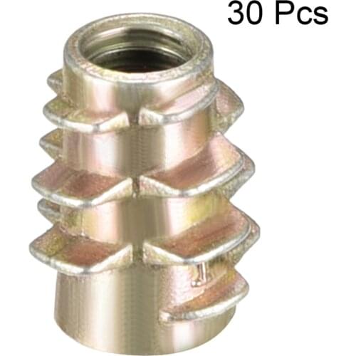 Uxcell 30pcs M4 M5 M6 Hex-Flush Threaded Insert Bronze Tone Zinc Alloy Furniture Nuts Wood Insert Nut High Quality