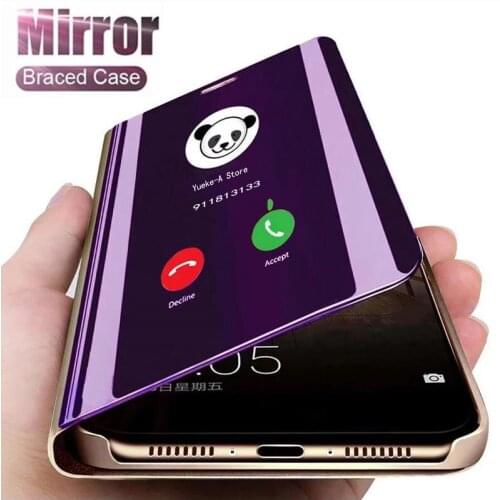 For Xiaomi Mi Note10 Pro Flip Mirror Case For M1910F4S 6.47 Inches Luxury Smart Shockproof Magnetic Vertical Stand Phone Cover