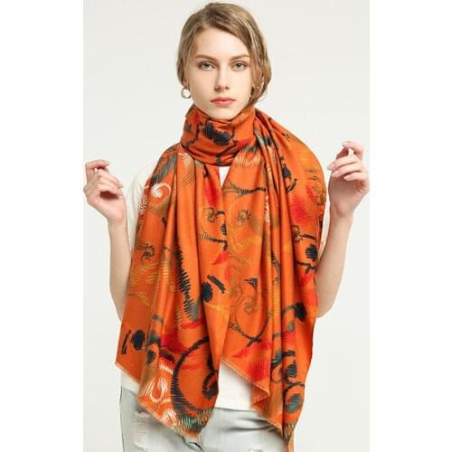 2020 Women Winter Scarf double-sided satin printed square embroidery lady scarf Warm Stoles Lady Bandana Scarves