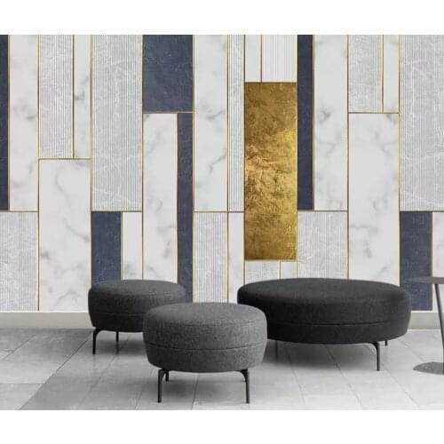 00 Custom Wallpaper 3D Ceramic Golden Line Abstract Art Wall Mural Living Room Bedroom Wallpaper