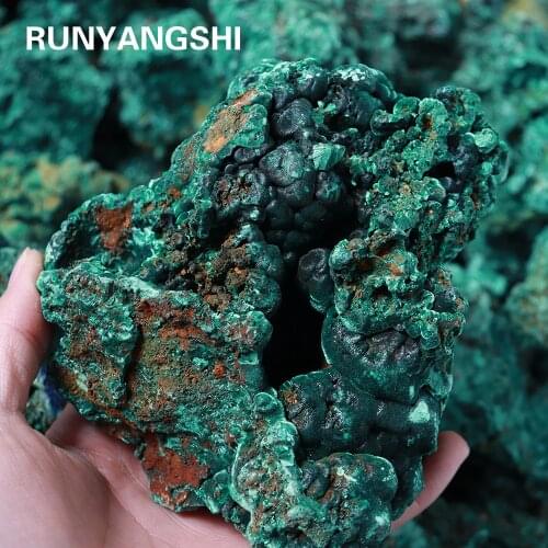 1kg Large size Natural Green Malachite Stone rough Crystal Clastic Rock Cube Collectible Minerals Specimen for Home Decor