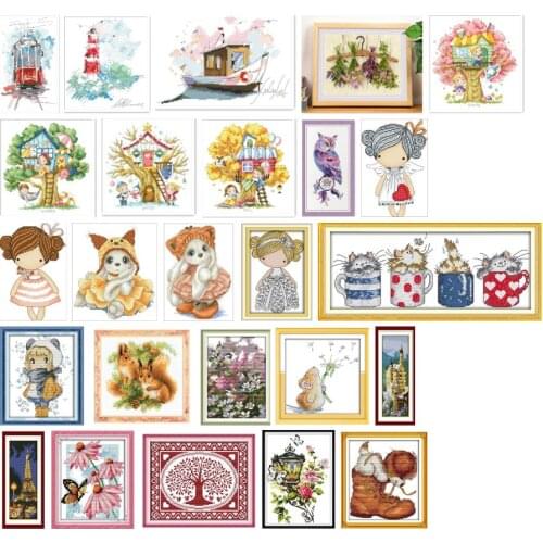 4.87USD TOP Cross Stitch Set Chinese Cross-stitch Kit Embroidery Needlework Craft Packages Cotton Fabric Floss