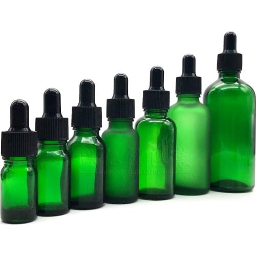 5ml-100ml Green Essential Oil Bottle Essential Oil Dispensing Bottle Dropper Essence Bottle Glass Refilable Bottles
