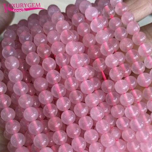 High Quality Natural Rose Quartzs Stone Round Shape Loose Spacer Smooth Beads 4/6/8/10/12/14mm DIY Jewelry Accessory 38cm sk49