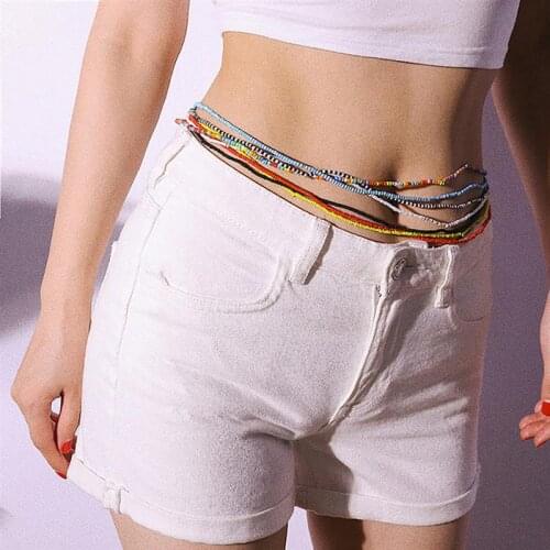 Body Chain Bohemia Beaded Elasticity Waist Belly Chain for Women 2020 Fashion Summer Beach Waistband Body Chain