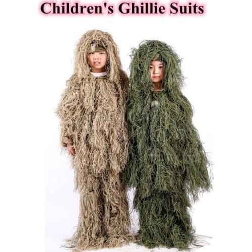 Childrens Sniper Jungle Combat Ghillie Clothes Kids Outdoor Camping Hunting Training CS Shooting Stealth Tactical Ghillie Suits
