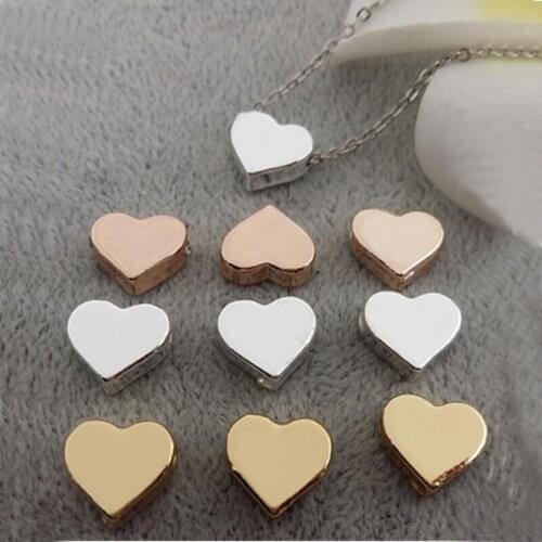 Fnixtar 10*11mm Alloy Heart Metal Rose Gold Color Charm For Women Bracelets DIY Jewelry Love Metal Charm Wholesale 20pcs/lot