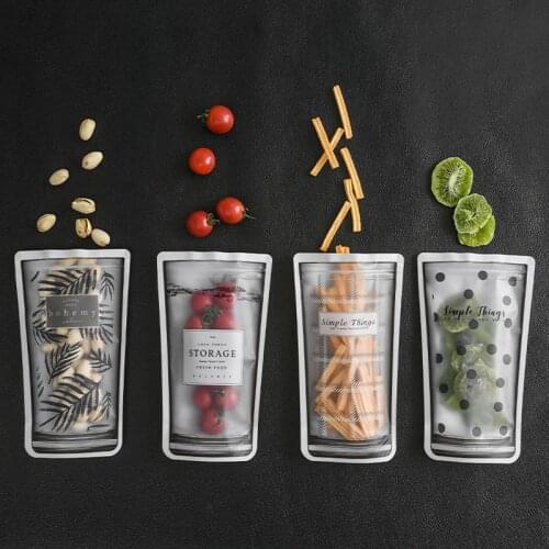 4Pcs Sealed Food Fresh Bag Reusable Snacks Cookies Storage Container Fruit Food Meat Milk Storage Bags Vacuum Seal Bags