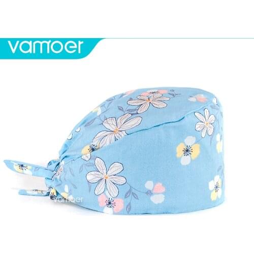 Cotton Unisex scrub Cap nursing nurse Hat Cartoon Printing Pet Dust Proof Caps for men and women Sun screen Hat scrubs cap