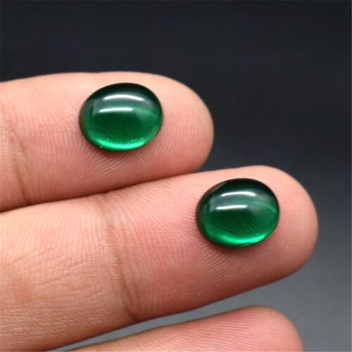 Emerald Oval Cabochon Smooth Polished Surface Egg Shape Rich Green Emerald Cabochon Flat Back 4 Sizes to Choose GE59