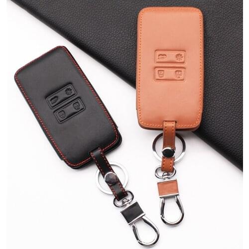 Leather key fob cover case holder for renault talisman captur espace clio megane koleos scenic 4 2016-2019 keyless remote card