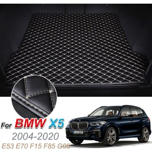 Leather Car Trunk Mat For BMW X5 2004-2020 E53 E70 F15 F85 G05 Cargo Liner Trunk Floor Pad Carpet Car Accessories