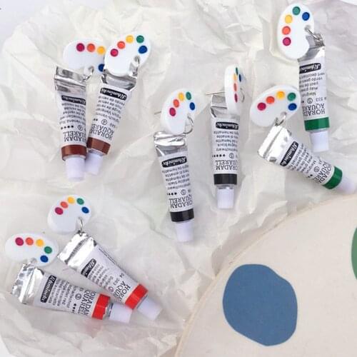 New childlike Color Paint Watercolor Earrings Lovely painted pendant Ear nails long Earrings accesorios mujer 2021 wholesale